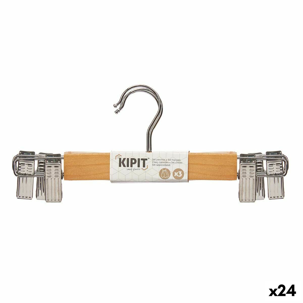 Set of Clothes Hangers Kipit 29100196 Brown Silver Wood Metal 28,5 x 2,5 x 11,5 cm Clamps (24 Units) Set of Clothes Hangers Kipit 29100196 Brown Silver Wood Metal 28,5 x 2,5 x 11,5 cm Clamps (24 Units)