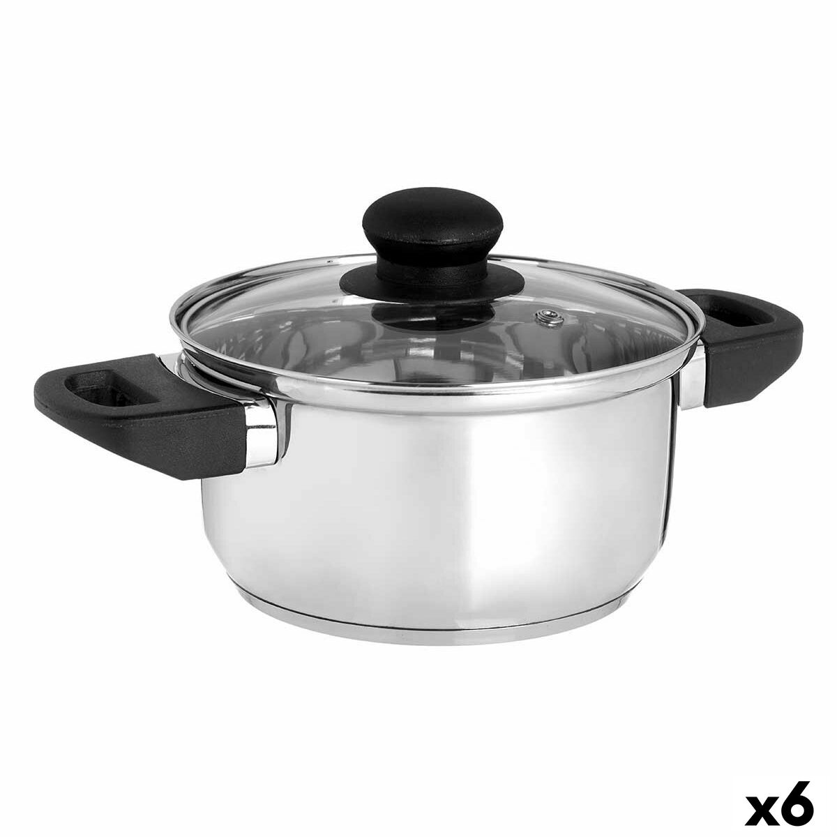 Casserole with glass lid Kinvara 16689B Silver 1,8 L 28 x 9 x 18 cm (6 Units) Casserole with glass lid Kinvara 16689B Silver 1,8 L 28 x 9 x 18 cm (6 Units)