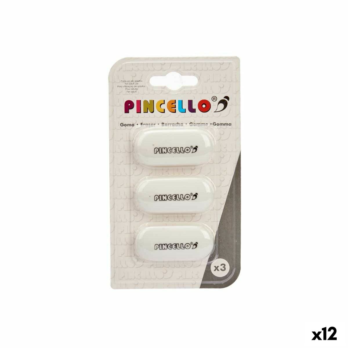 Eraser Set Pincello 484 White (12 Units) Eraser Set Pincello 484 White (12 Units)