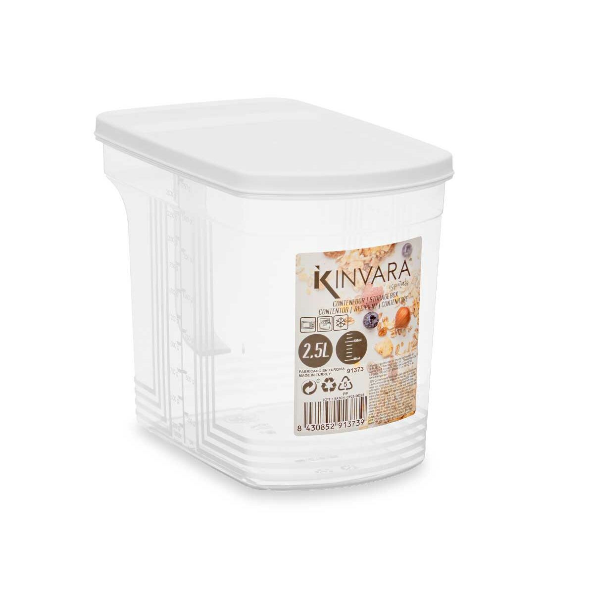 Food Preservation Container Kinvara 02 1507 Grey Transparent 2,5 L 20,5 x 17 x 13 cm (24 Units)
