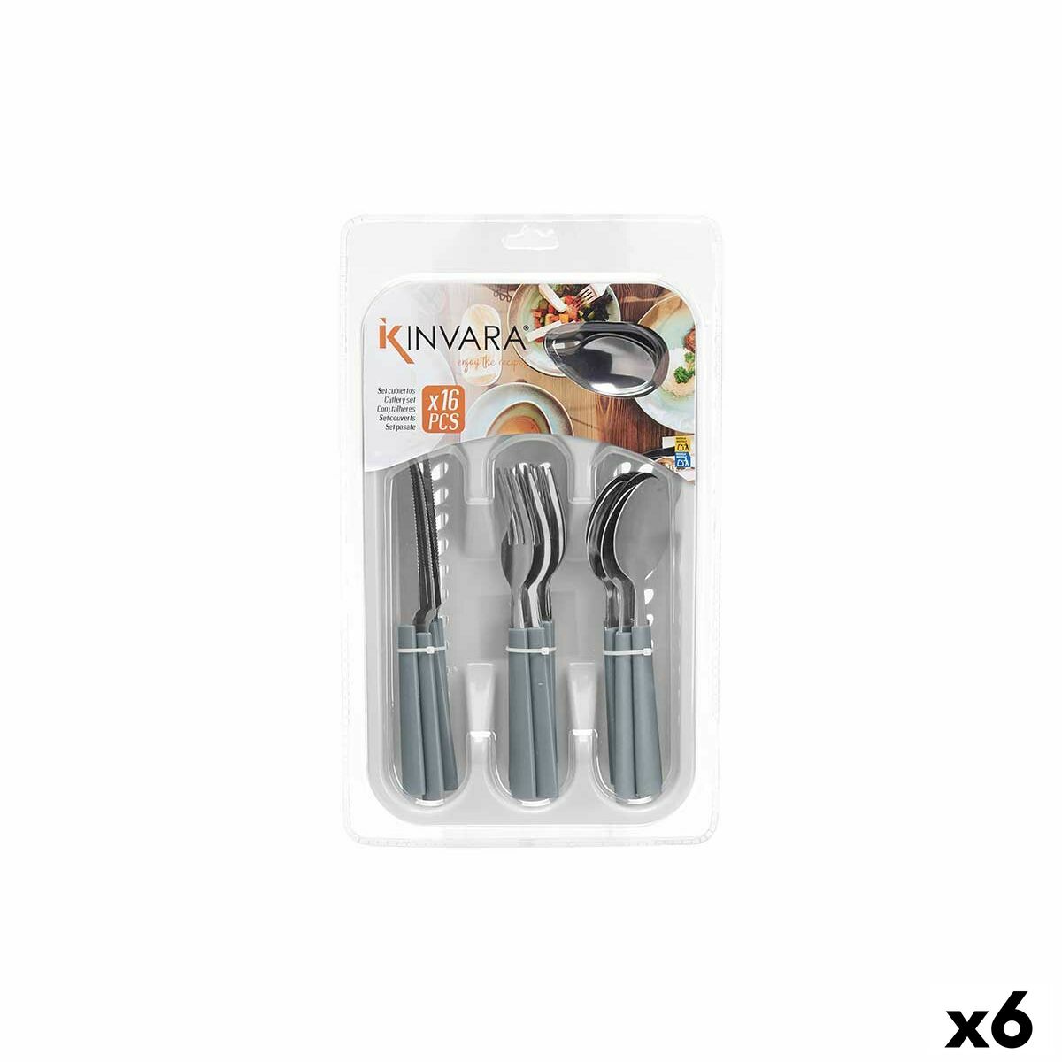 Cutlery Set Grey Silver Stainless steel Plastic (6 Units) Cutlery Set Grey Silver Stainless steel Plastic (6 Units)