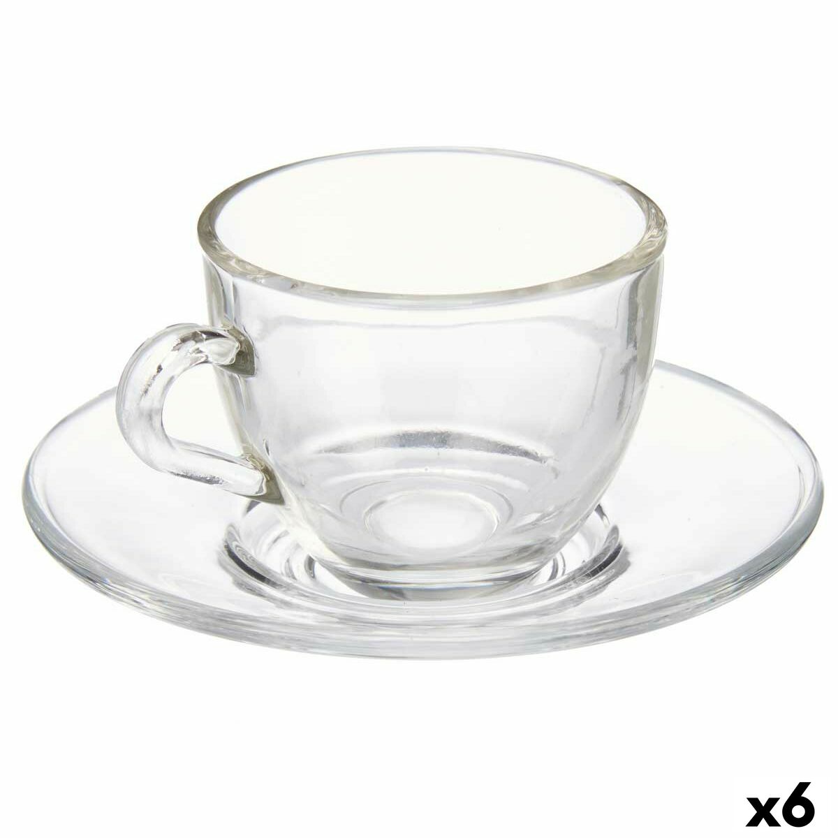 Cup with Plate Vivalto S12212/BHA Transparent Glass 85 ml (6 Units) Cup with Plate Vivalto S12212/BHA Transparent Glass 85 ml (6 Units)