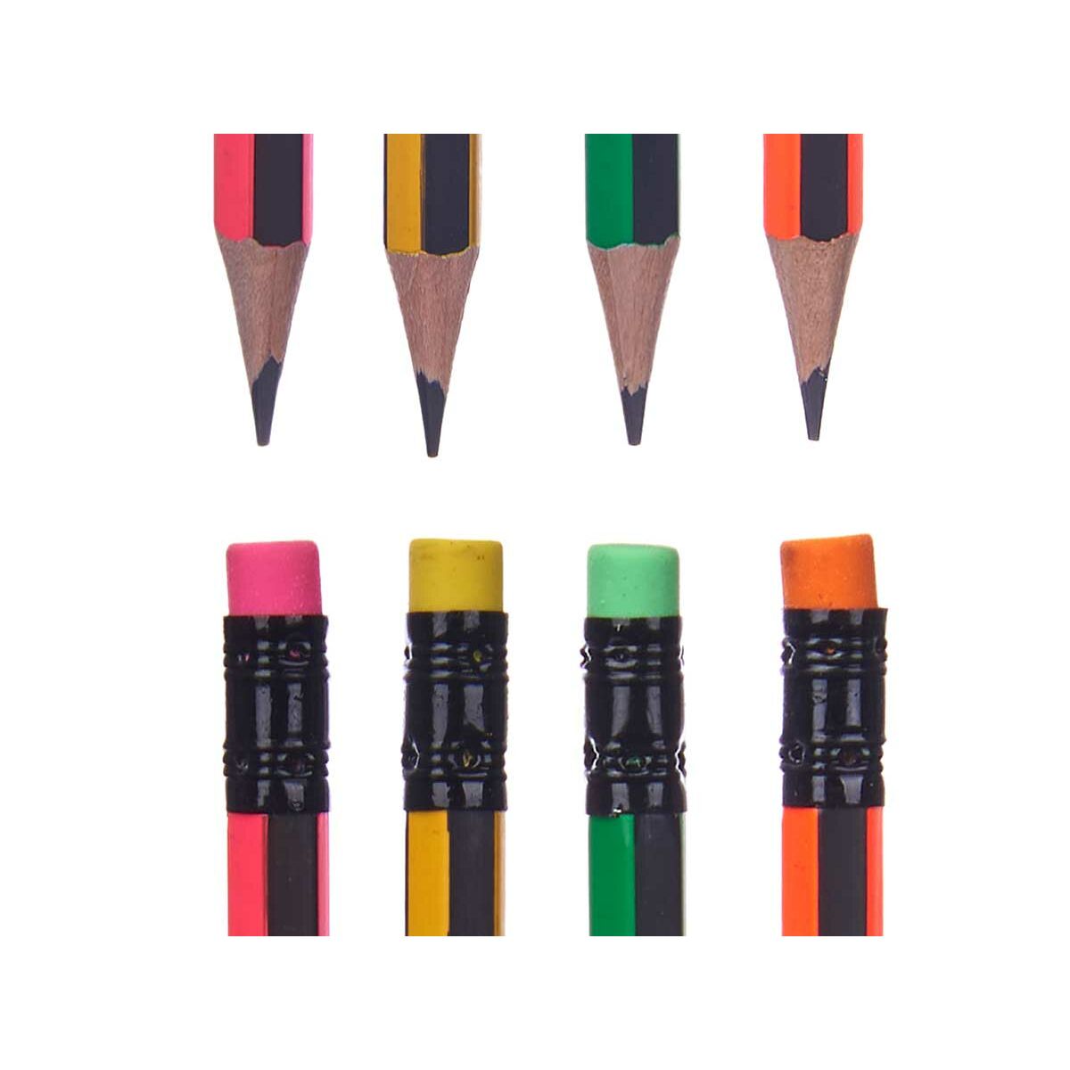 Pencil Set Pincello 476 Yellow Red Green Pencil Sharpener Eraser (12 Units)