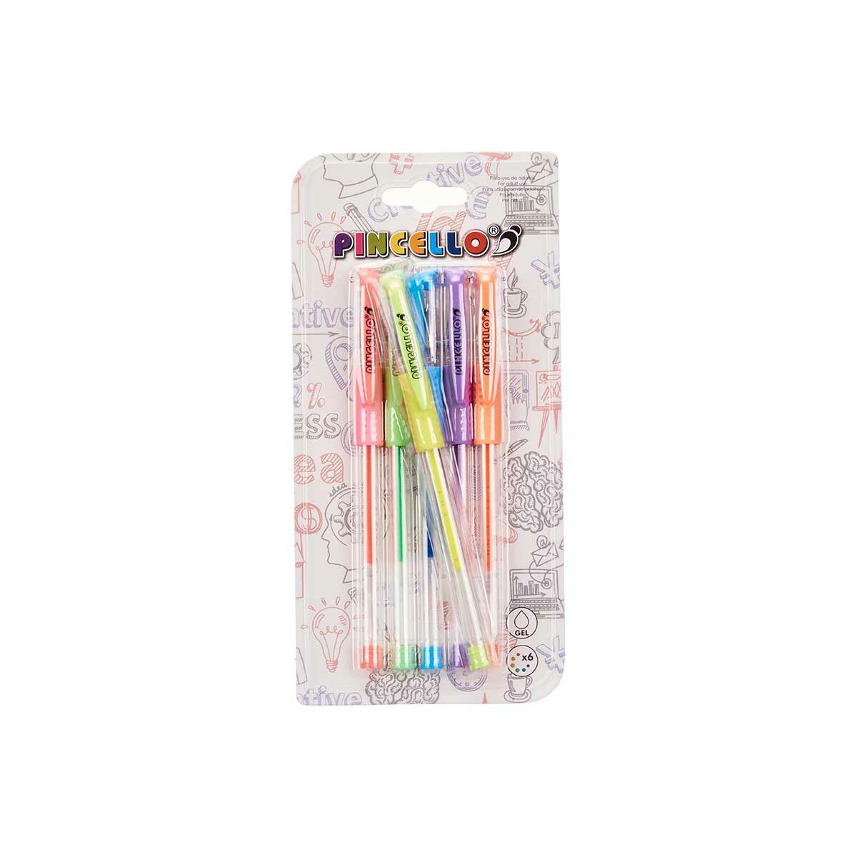 Set of Biros Pincello 493 Yellow Blue Green Multicolour Orange (12 Units)