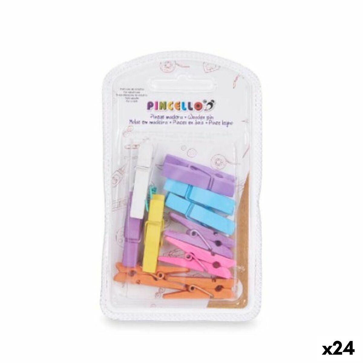 Clamps Pincello 397 Multicolour Wood Medium (24 Units) Clamps Pincello 397 Multicolour Wood Medium (24 Units)