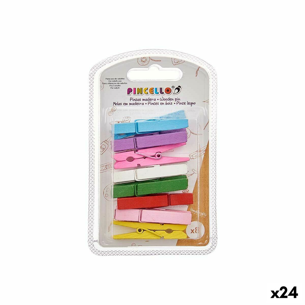 Clamps Pincello 398 Multicolour Wood Large (24 Units) Clamps Pincello 398 Multicolour Wood Large (24 Units)