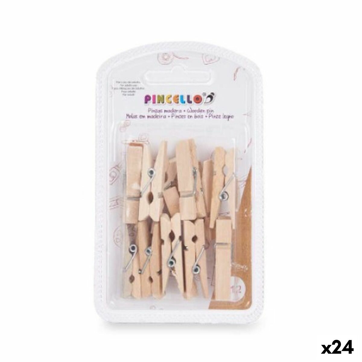 Clamps Pincello 400 Brown Wood Medium (24 Units) Clamps Pincello 400 Brown Wood Medium (24 Units)