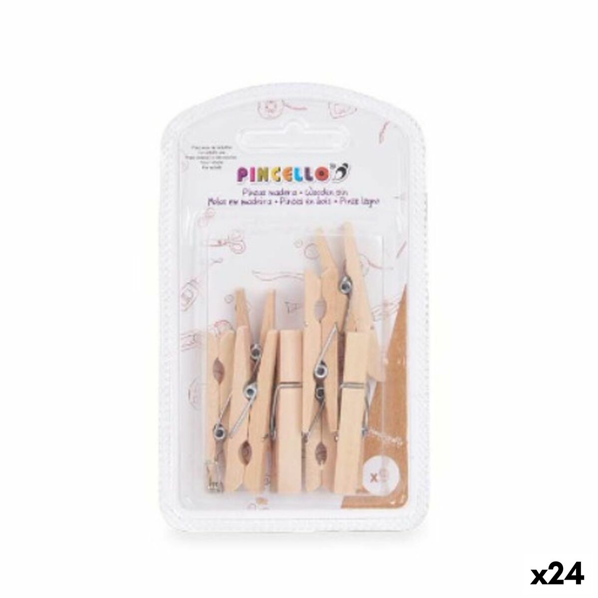 Clamps Pincello 401 Brown Wood Large (24 Units) Clamps Pincello 401 Brown Wood Large (24 Units)