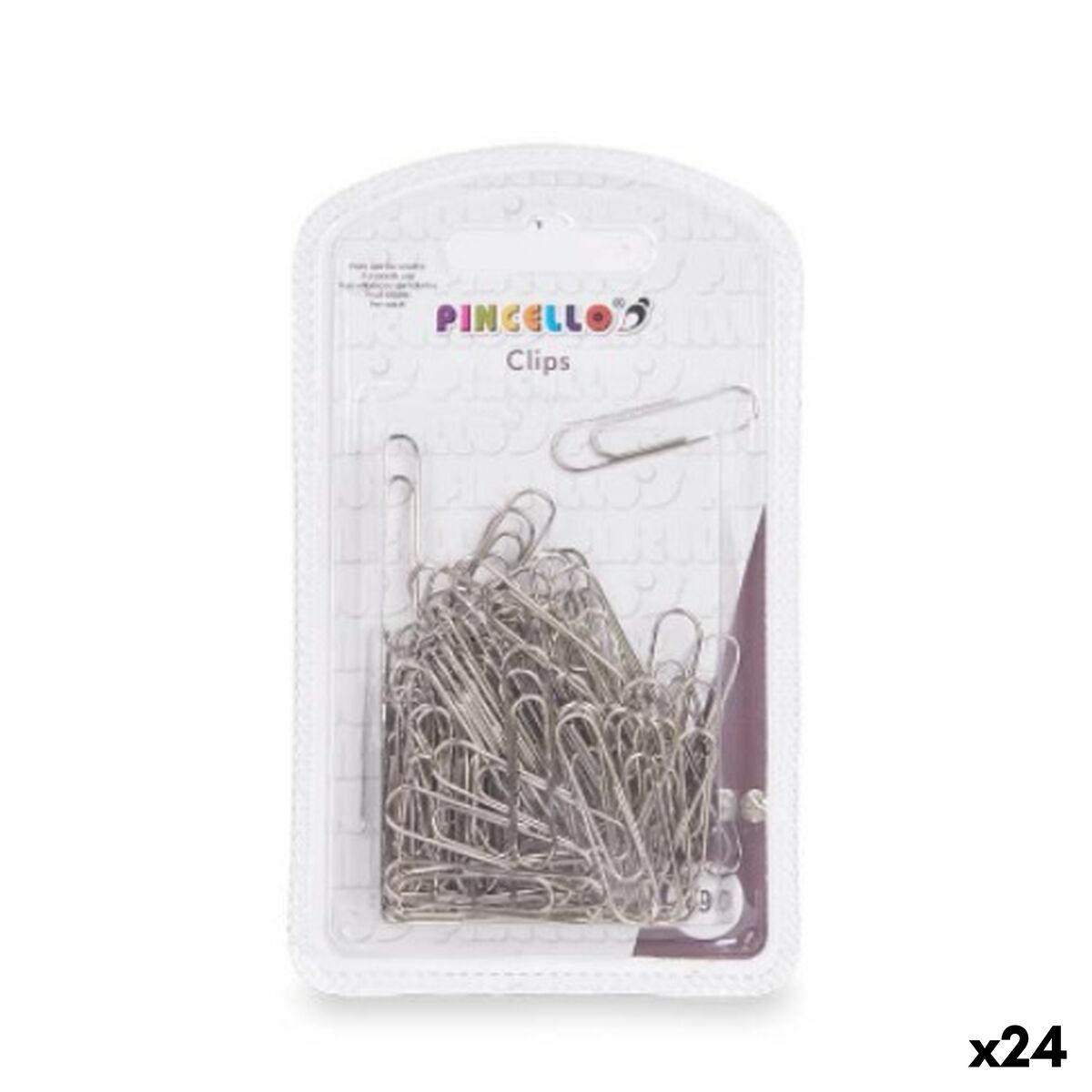 Clips Pincello 382 Silver Metal Medium (24 Units) Clips Pincello 382 Silver Metal Medium (24 Units)