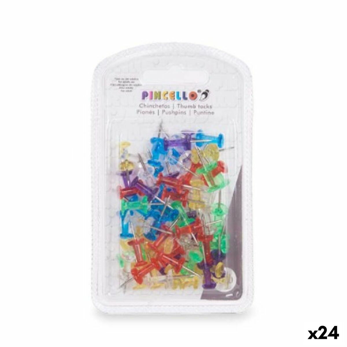 Drawing pins Pincello 393 Multicolour Metal Plastic (24 Units) Drawing pins Pincello 393 Multicolour Metal Plastic (24 Units)