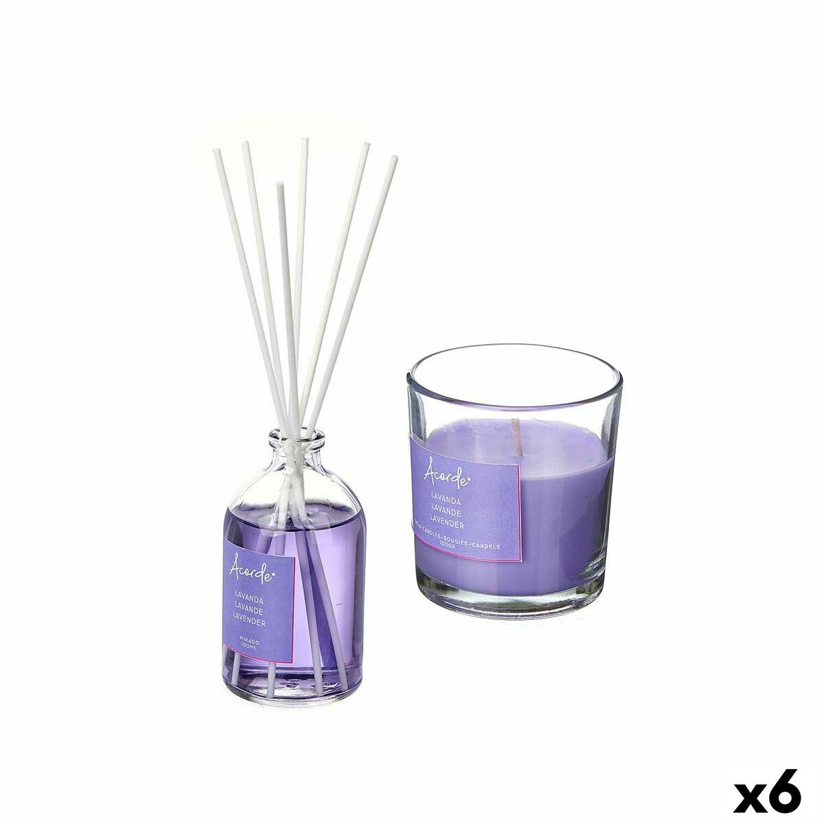 Air Freshener Set Acorde E-924A Lavendar 100 ml (6 Units)