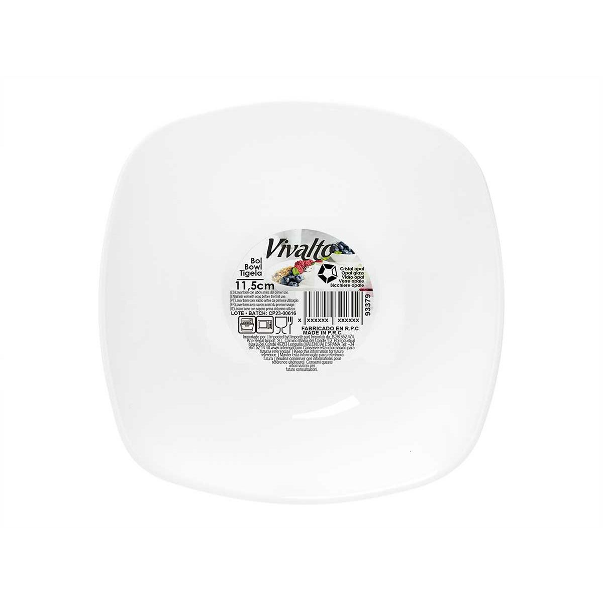 Snack Bowl Vivalto LFW-50 White Opaline glass Squared 11 x 4 x 11 cm (48 Units)
