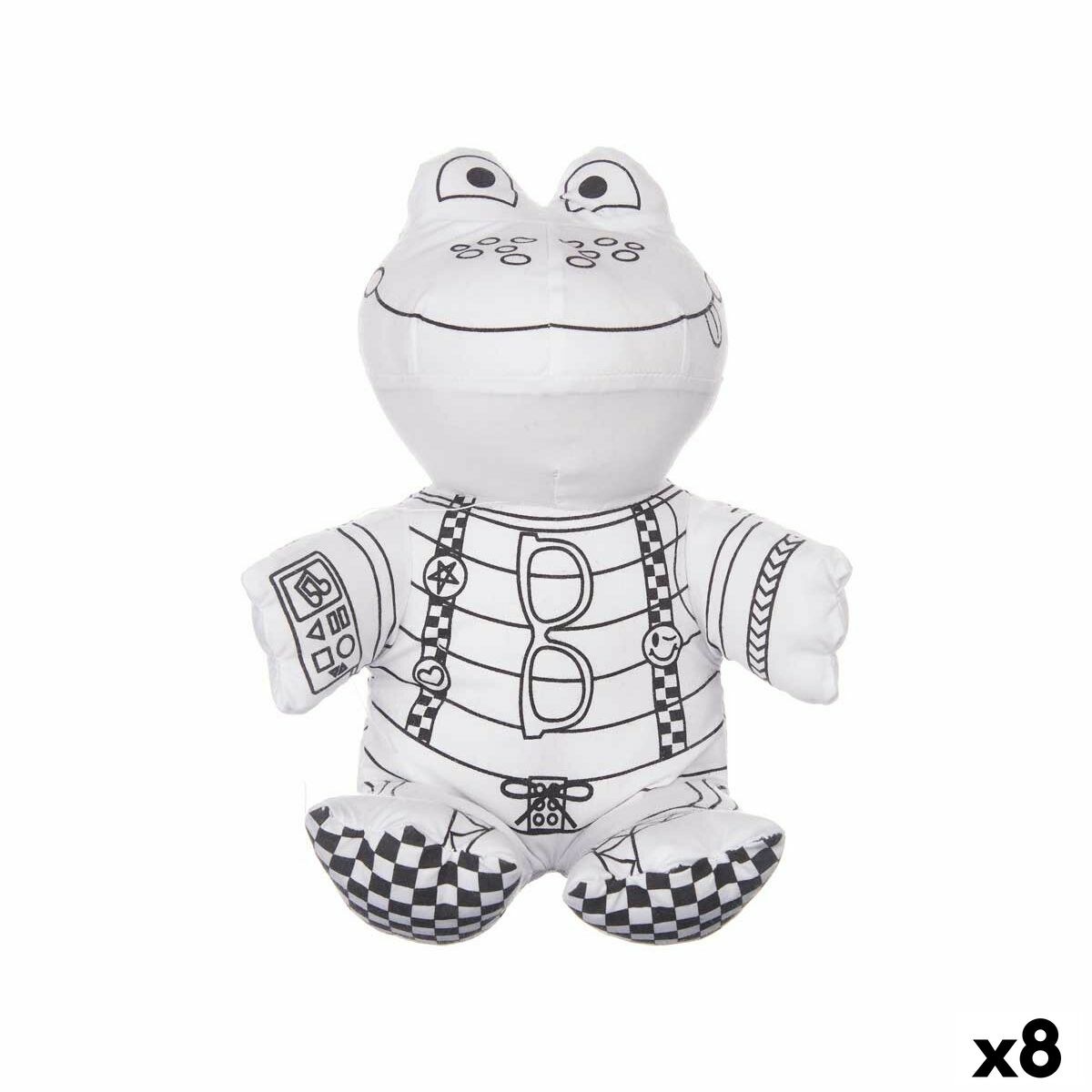 Colouring Plush Pincello ST342 White Black Cloth 16 x 18 x 13 cm Frog (8 Units)