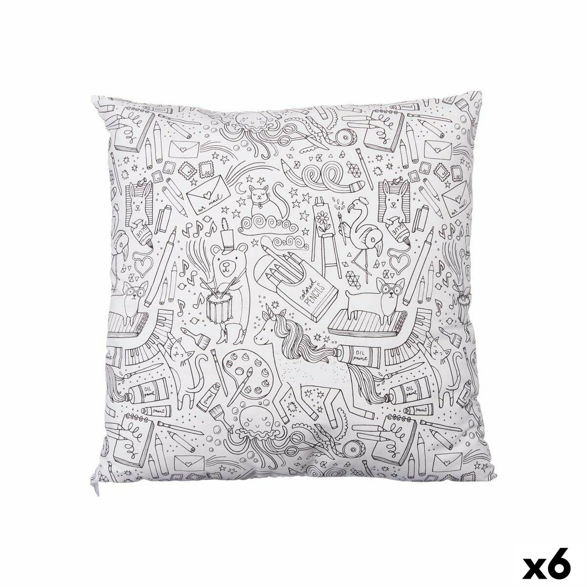Cushion Pincello PILLOW White Black 43 x 13 x 43 cm For painting (6 Units) Cushion Pincello PILLOW White Black 43 x 13 x 43 cm For painting (6 Units)