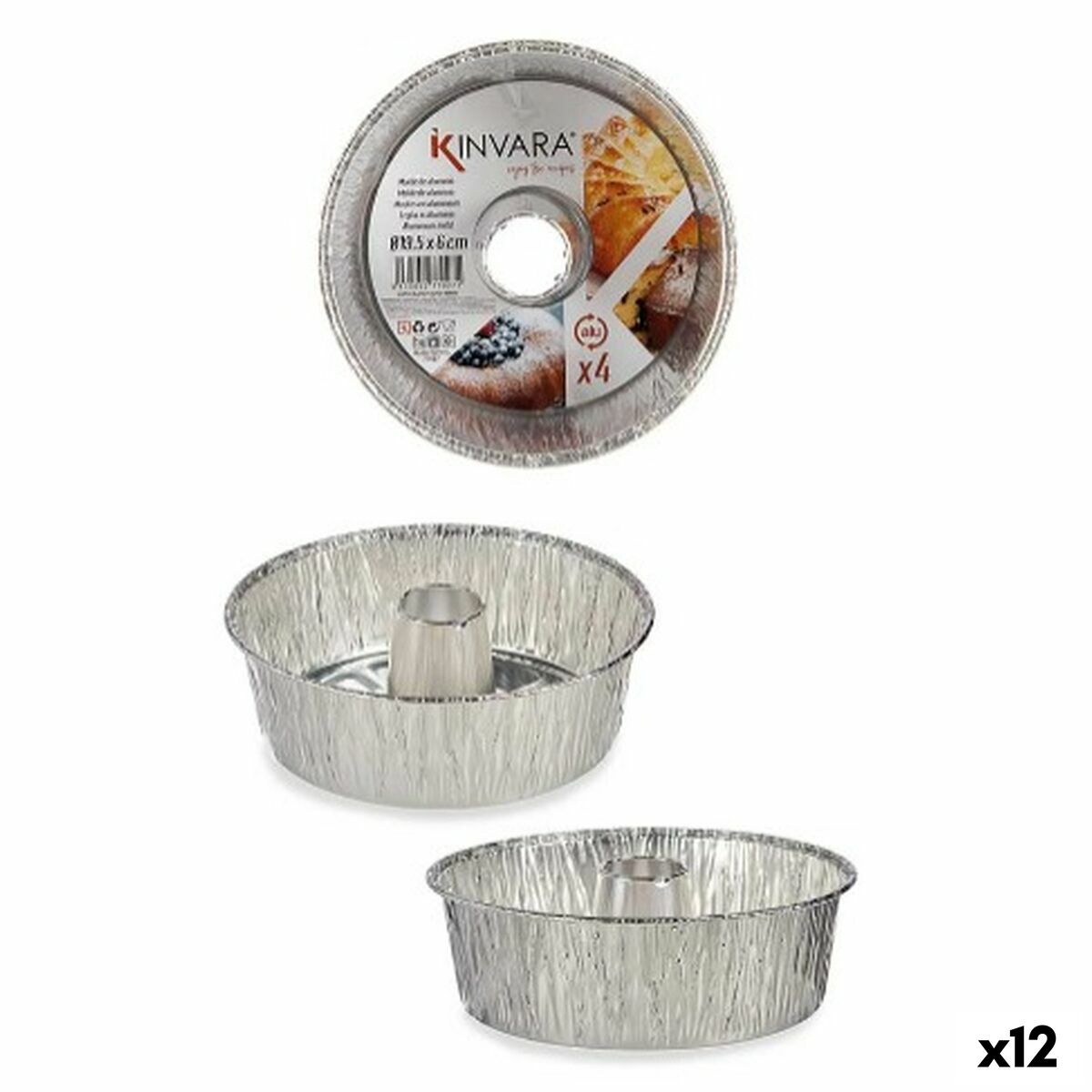 Set of Cake Tins Kinvara 30286C Silver Aluminium 19,5 x 19,5 x 6 cm 4 Pieces (12 Units) Set of Cake Tins Kinvara 30286C Silver Aluminium 19,5 x 19,5 x 6 cm 4 Pieces (12 Units)
