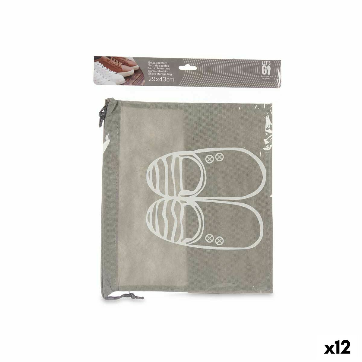 Shoe racks Grey PVC 29 x 43 cm Cloth (12 Units) Shoe racks Grey PVC 29 x 43 cm Cloth (12 Units)