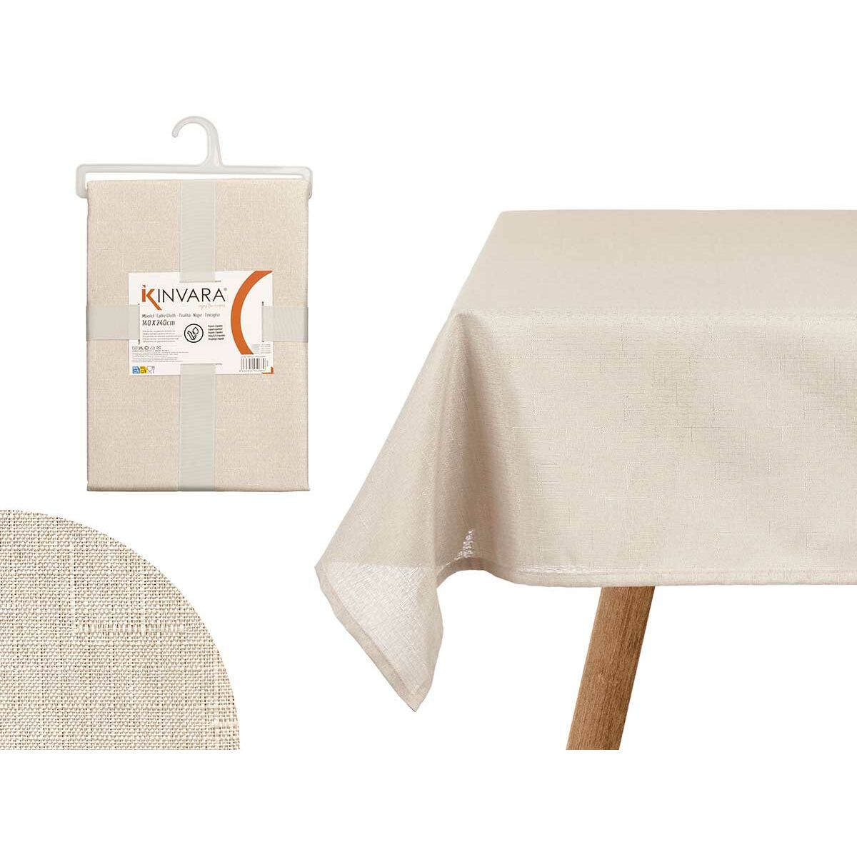 Tablecloth Kinvara Cream 140 x 240 cm (12 Units)