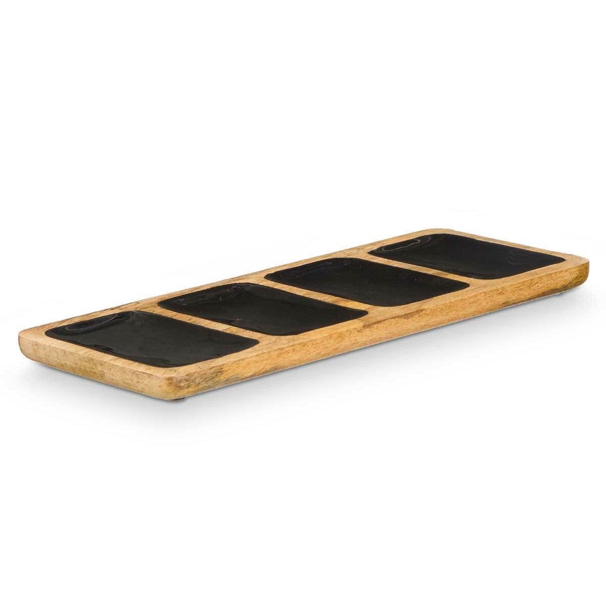 Tray with Compartments MALI-941 B Black 46 x 3 x 17 cm (6 Units)
