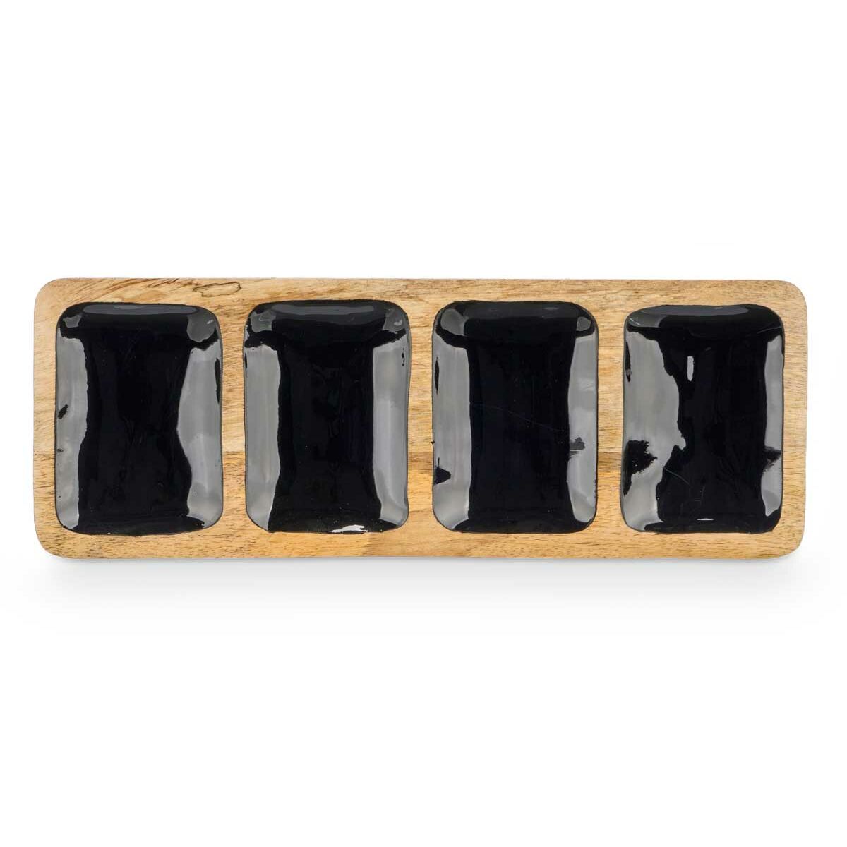 Tray with Compartments MALI-941 B Black 46 x 3 x 17 cm (6 Units)