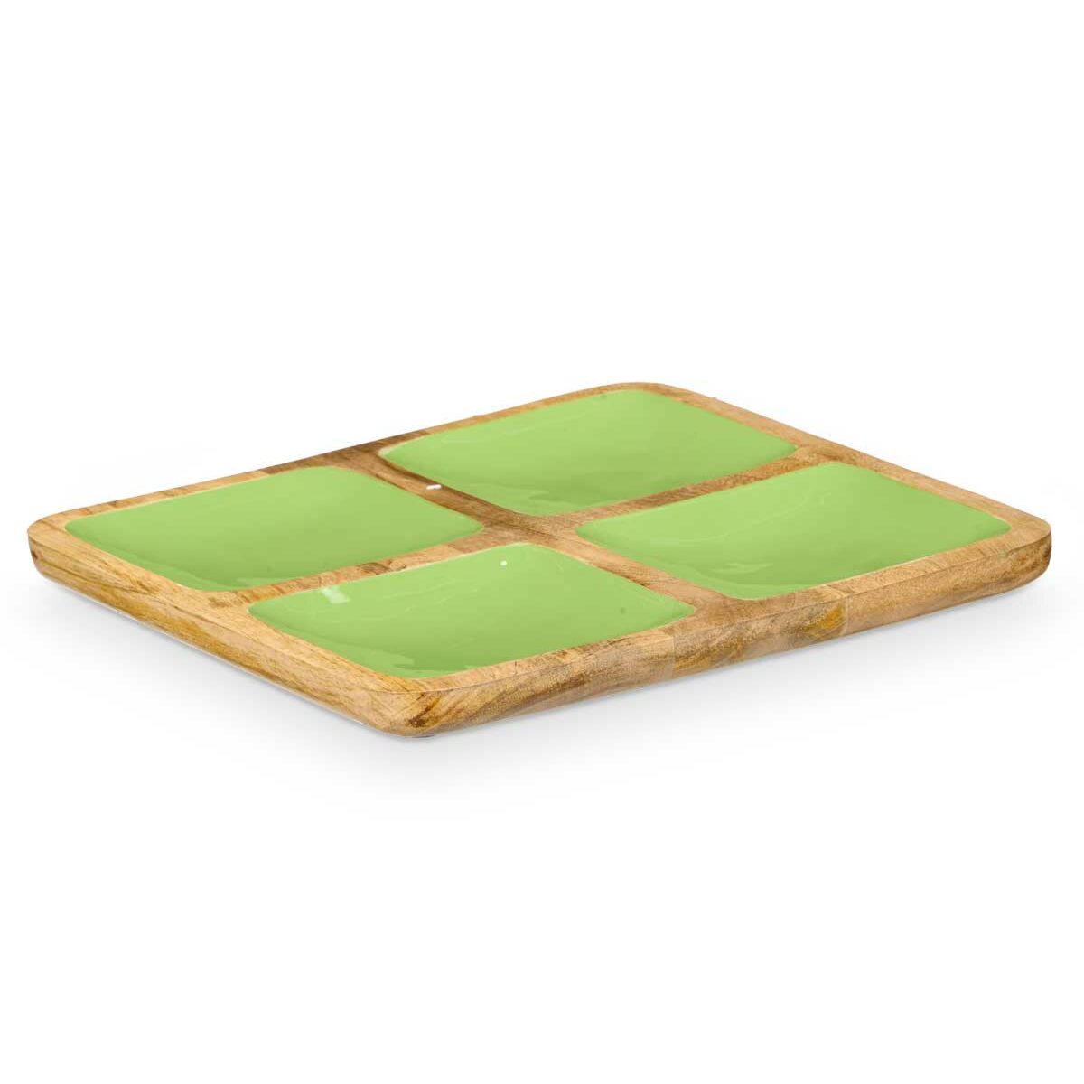 Tray with Compartments MALI-991 G Green 31 x 3 x 3 cm (6 Units)