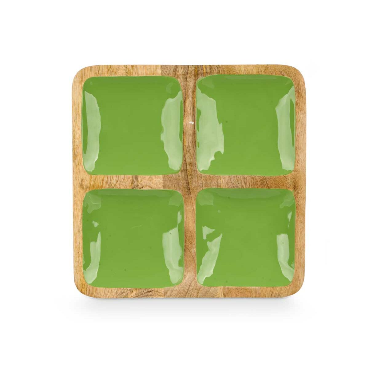 Tray with Compartments MALI-991 G Green 31 x 3 x 3 cm (6 Units)
