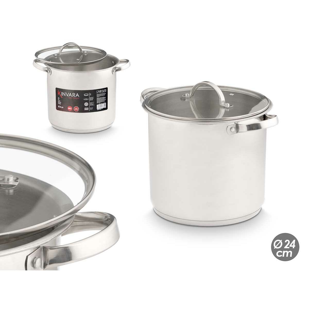 Casserole with glass lid Kinvara 17396 Silver 31 x 25 x 24 cm Induction (4 Units)