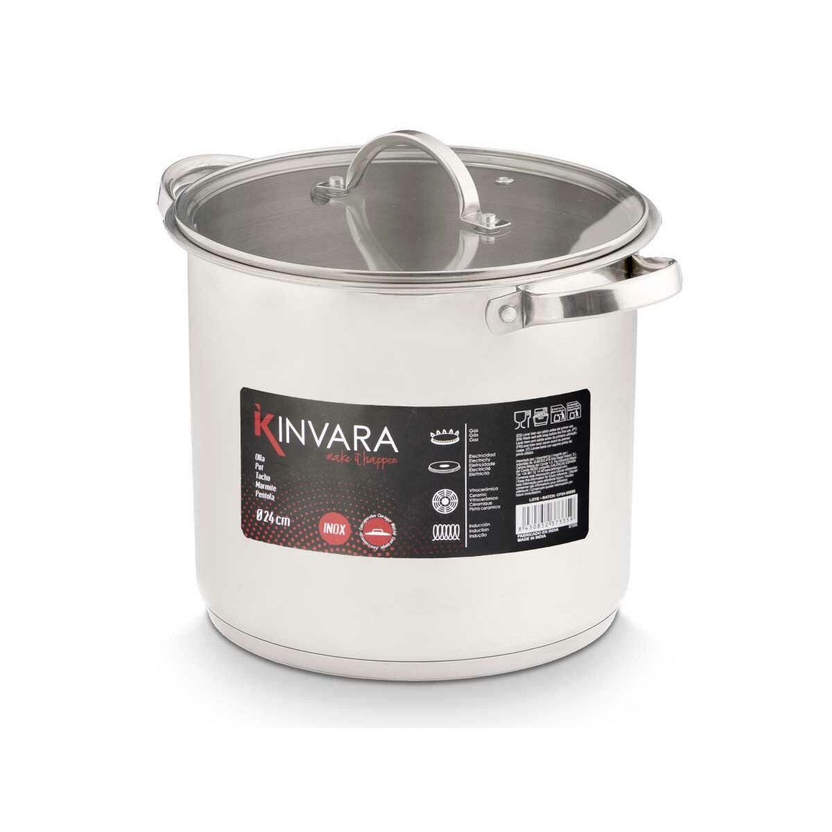 Casserole with glass lid Kinvara 17396 Silver 31 x 25 x 24 cm Induction (4 Units)