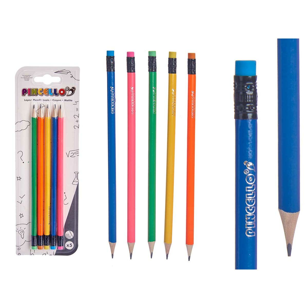Pencil Set Pincello 474 Yellow Blue Red Green Orange (12 Units)