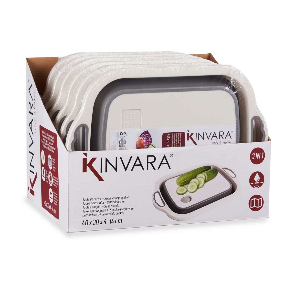 Cutting board Kinvara Z-017 White Grey 29,8 x 5 x 40 cm (6 Units)