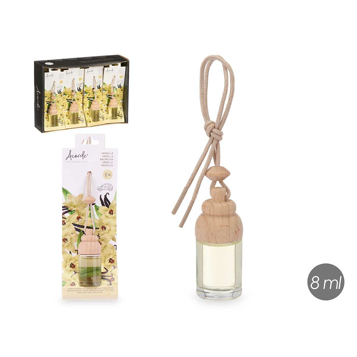 Car Air Freshener Acorde Wood Glass Fragrance 8 ml (12 Units)