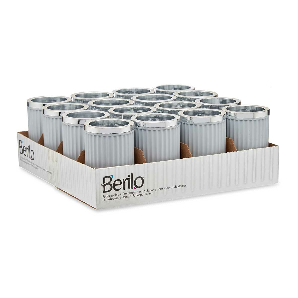Glass Berilo 3436-2 Grey Plastic 7,5 x 11,5 x 7,5 cm (16 Units)