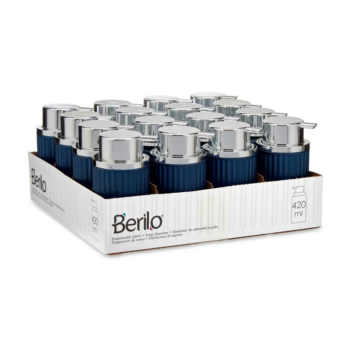 Soap Dispenser Berilo 3236-5 Blue Plastic 420 ml 7 x 14,5 x 8,5 cm (16 Units)