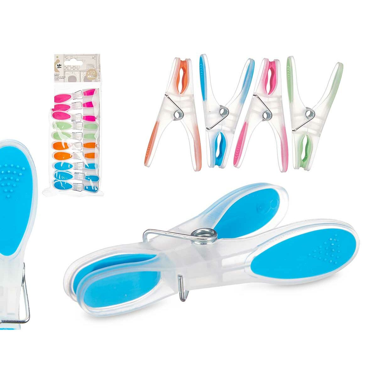 Clothes Pegs Multicolour Metal Silicone Plastic 8,5 x 4 x 1 cm (12 Units)
