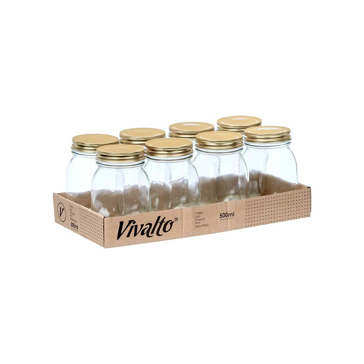 Jar Vivalto CWDH03-8PK Transparent Golden 500 ml (8 Units)