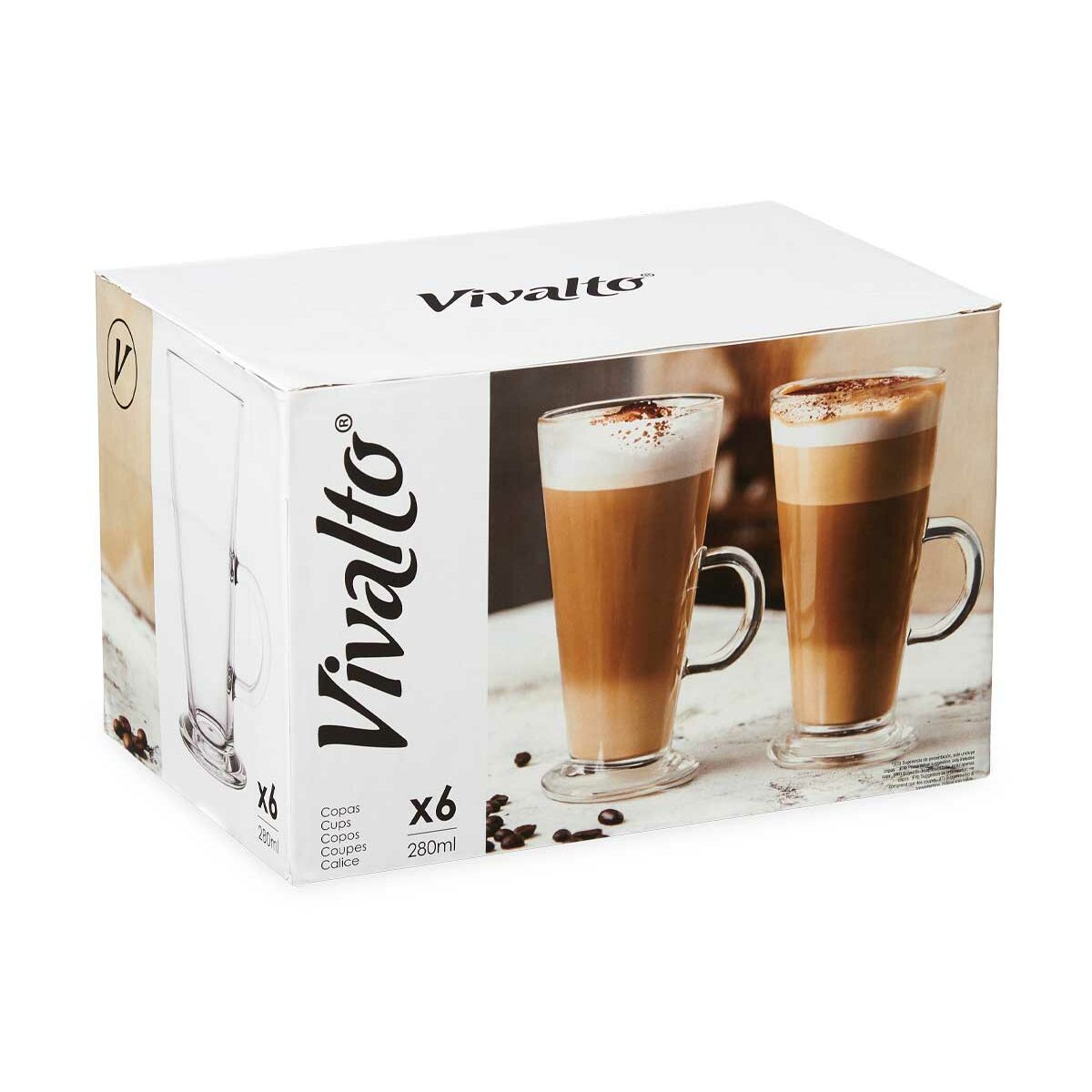 Wineglass Vivalto CAFE LATTE Transparent Glass 280 ml (6 Units)