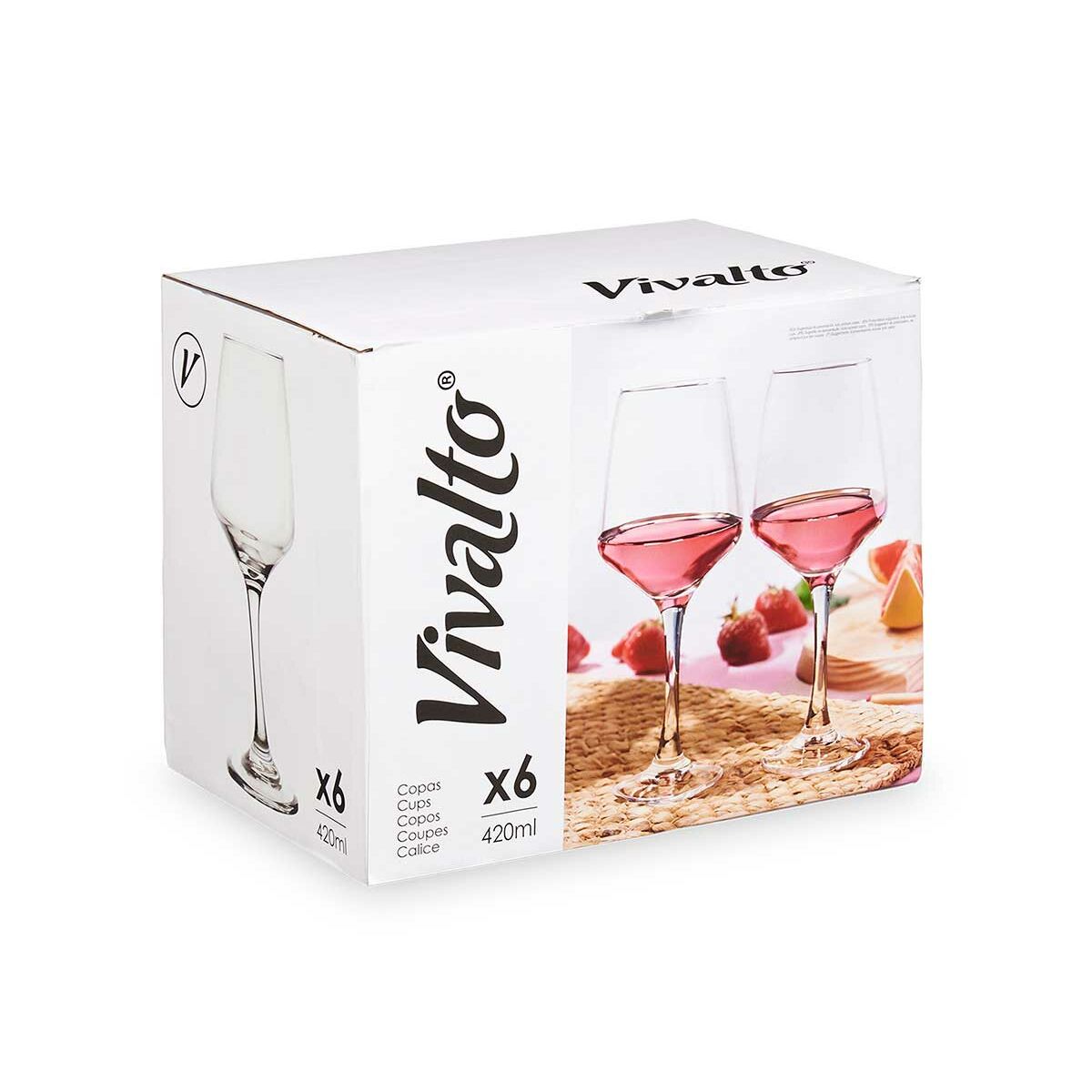 Wine glass Vivalto Transparent Glass 420 ml (6 Units)