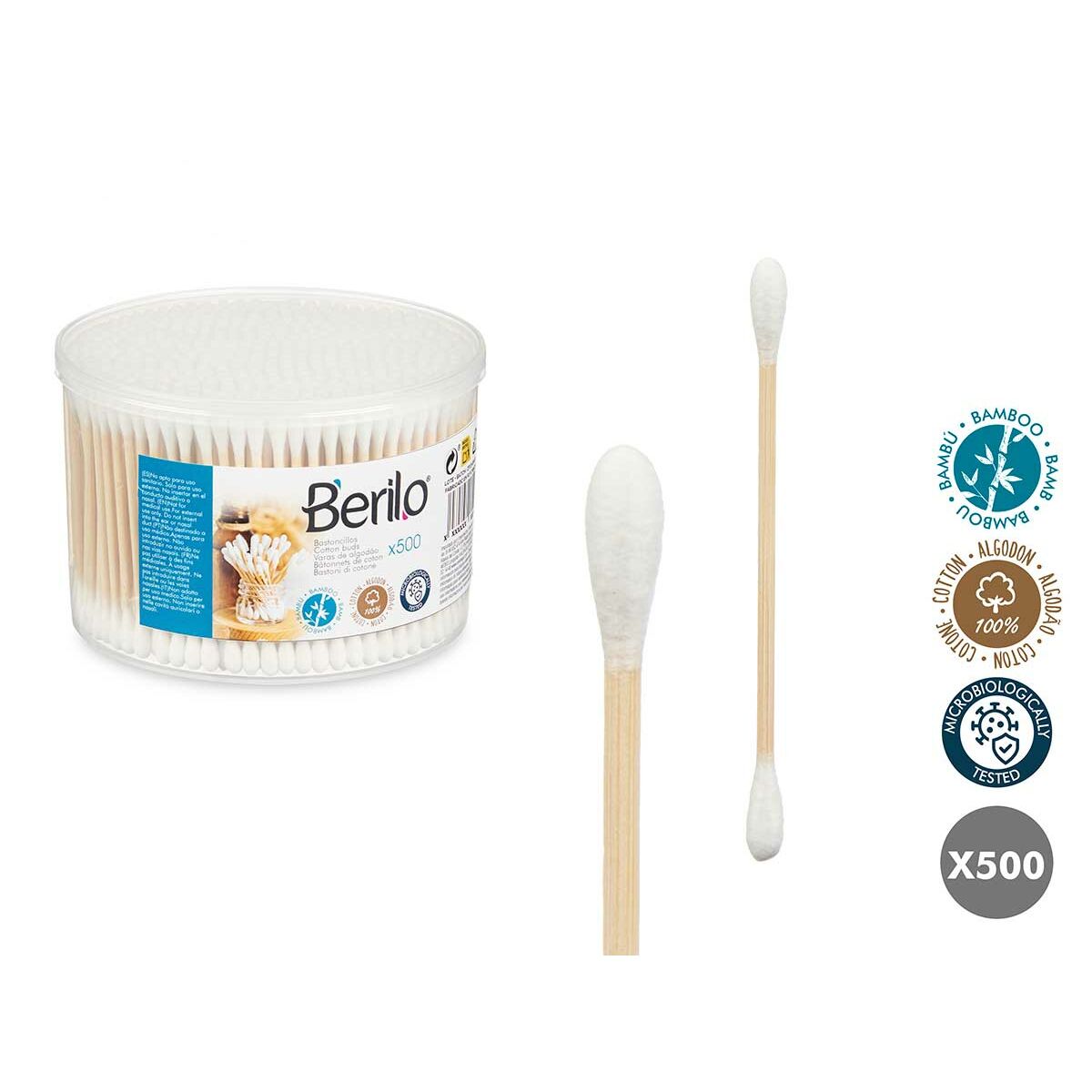 Cotton Buds Berilo Cotton Bamboo 6 Units