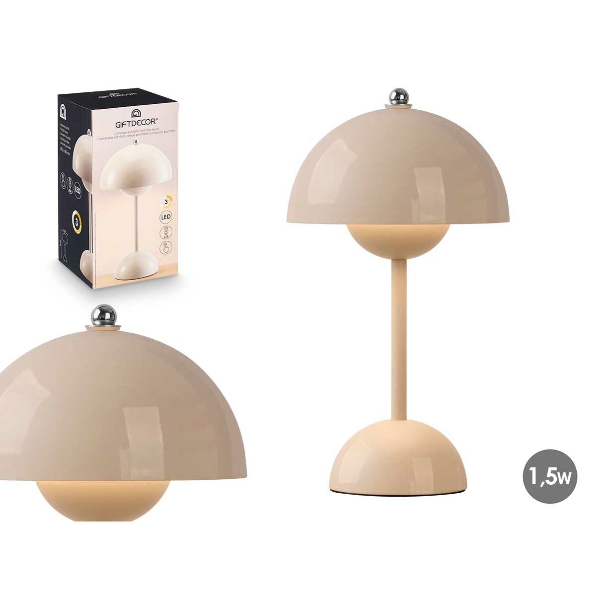 Desk lamp Gift Decor Beige 1,5 W Mushroom (4 Units)