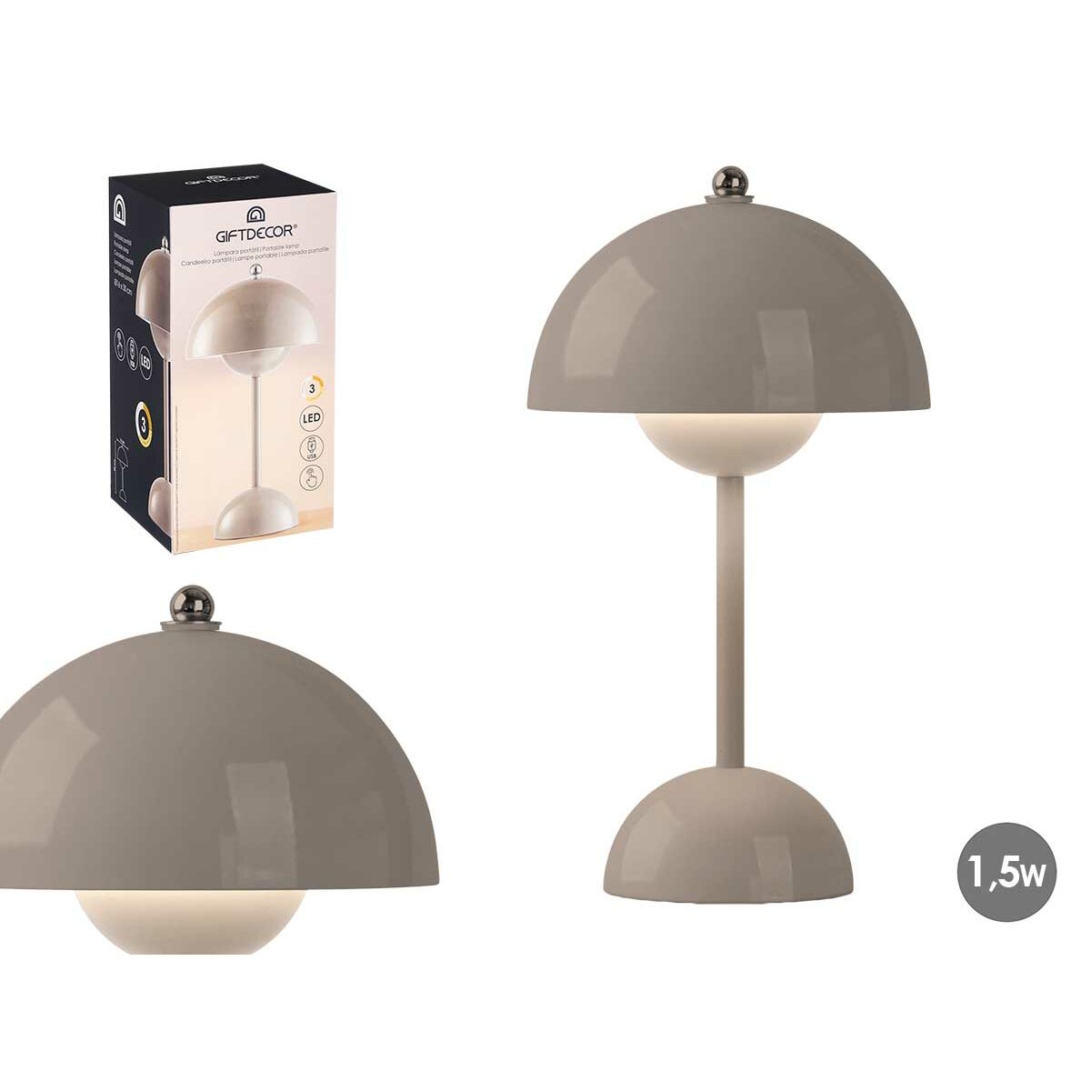 Desk lamp Gift Decor Grey 1,5 W Mushroom (4 Units)
