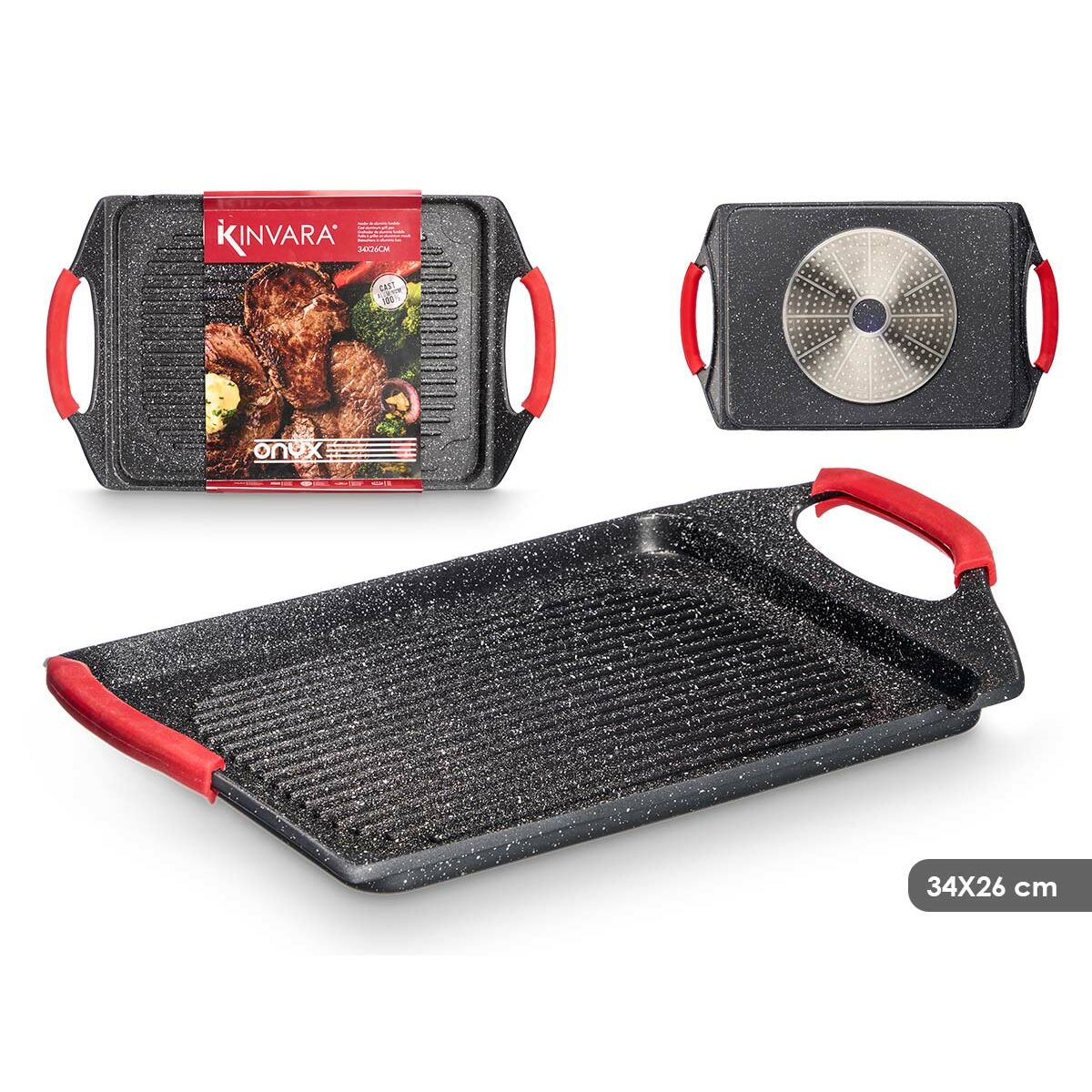 Barbecue Kinvara White Black Red Silicone Aluminium 34 x 26 cm