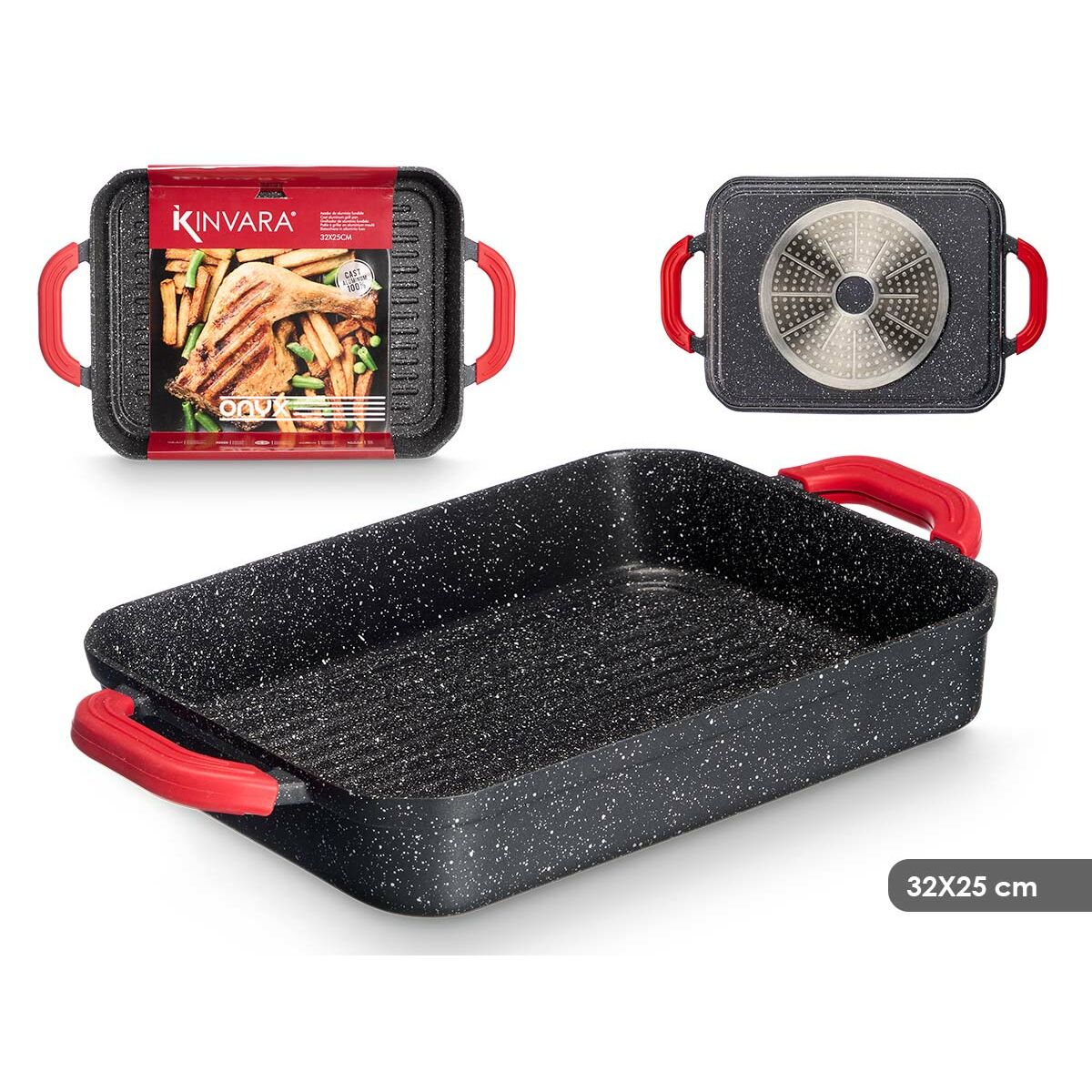 Barbecue Kinvara White Black Red Silicone Aluminium 32 x 25 cm