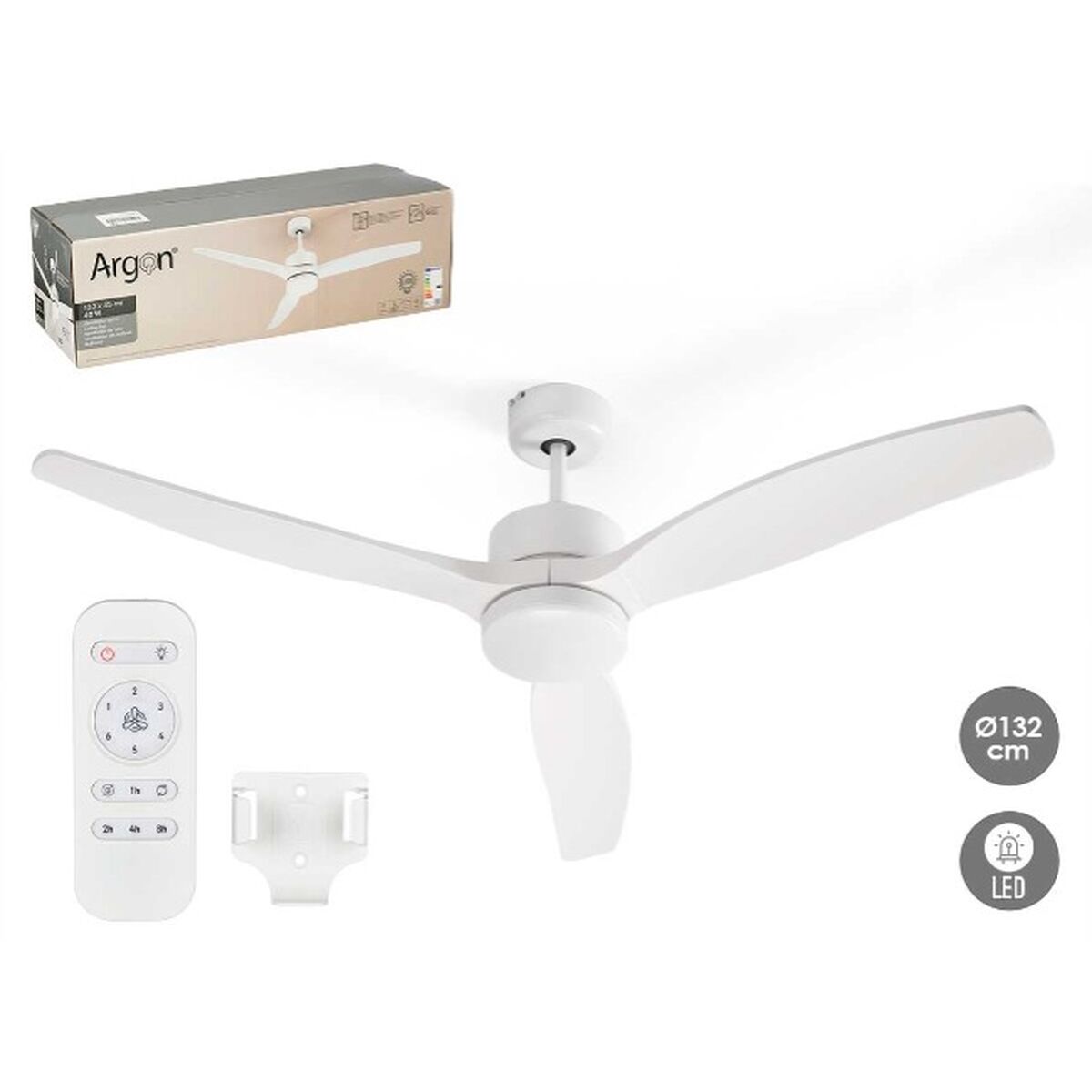 Ceiling Fan with Light Argon W-FC5288-3C1L WH W-FC5288-3C1L WH White 40 W  132 cm