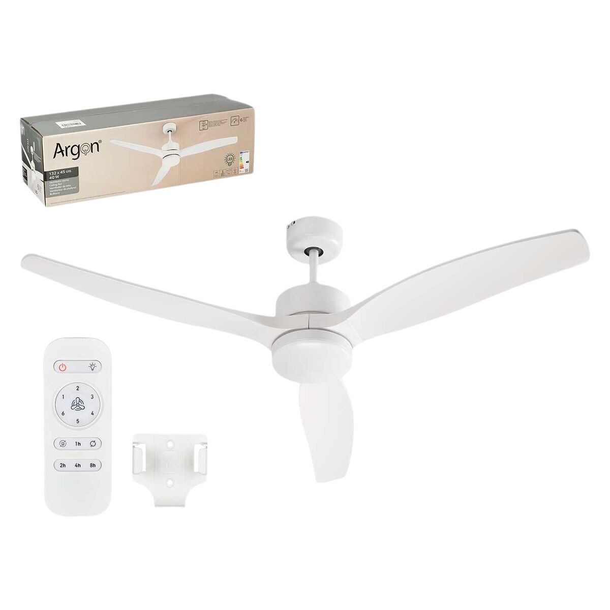 Ceiling Fan with Light Argon W-FC5288-3C1L WH W-FC5288-3C1L WH White 40 W  132 cm