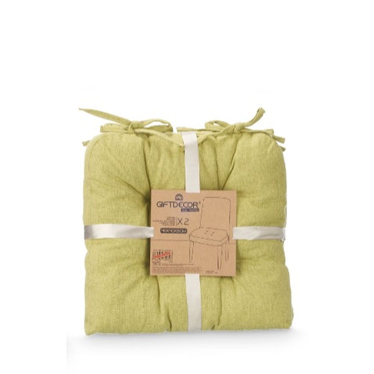 Set of cushions Gift Decor Green 40 x 40 x 7 cm 2 Pieces (6 Units)