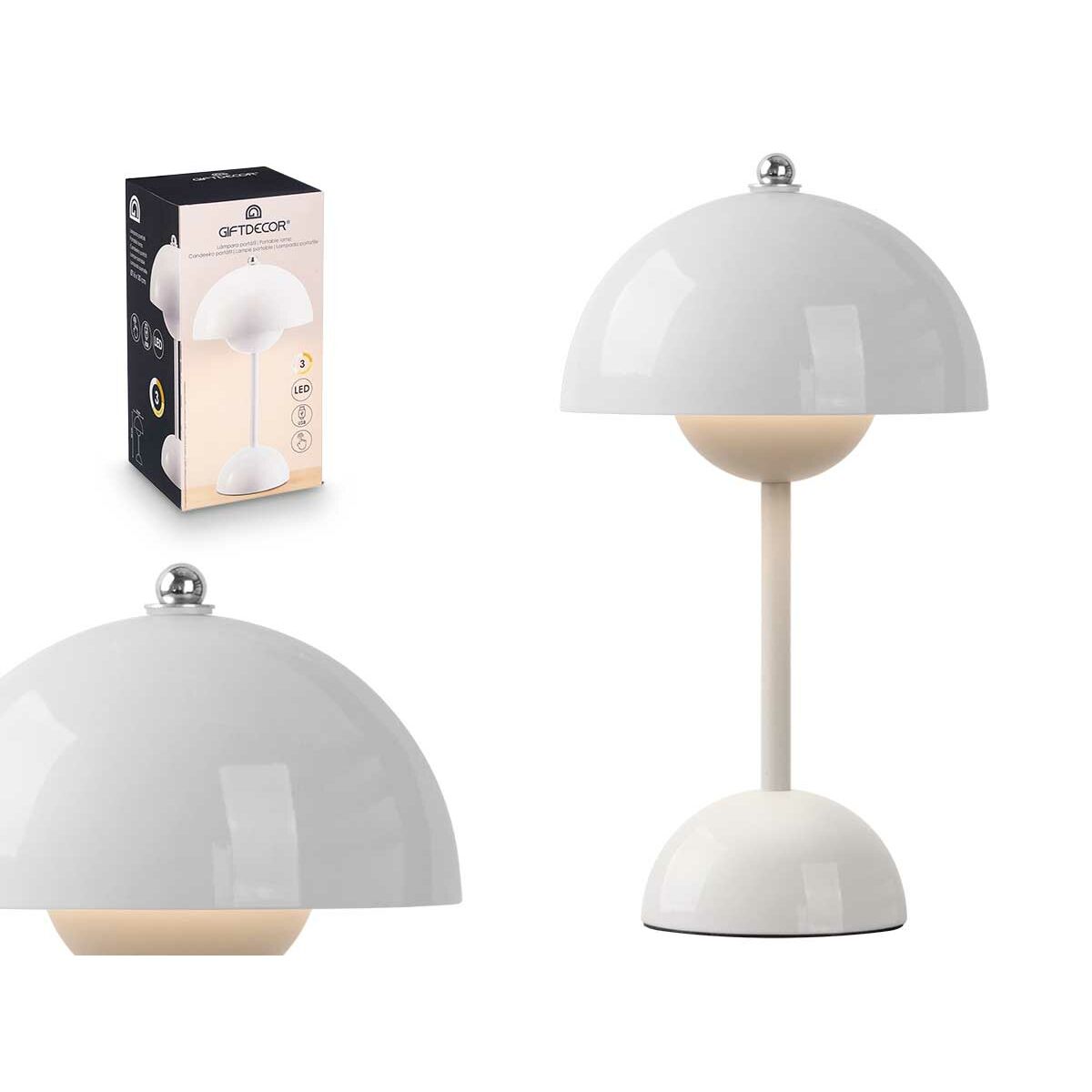 Desk lamp Gift Decor White 1,5 W Mushroom (4 Units)