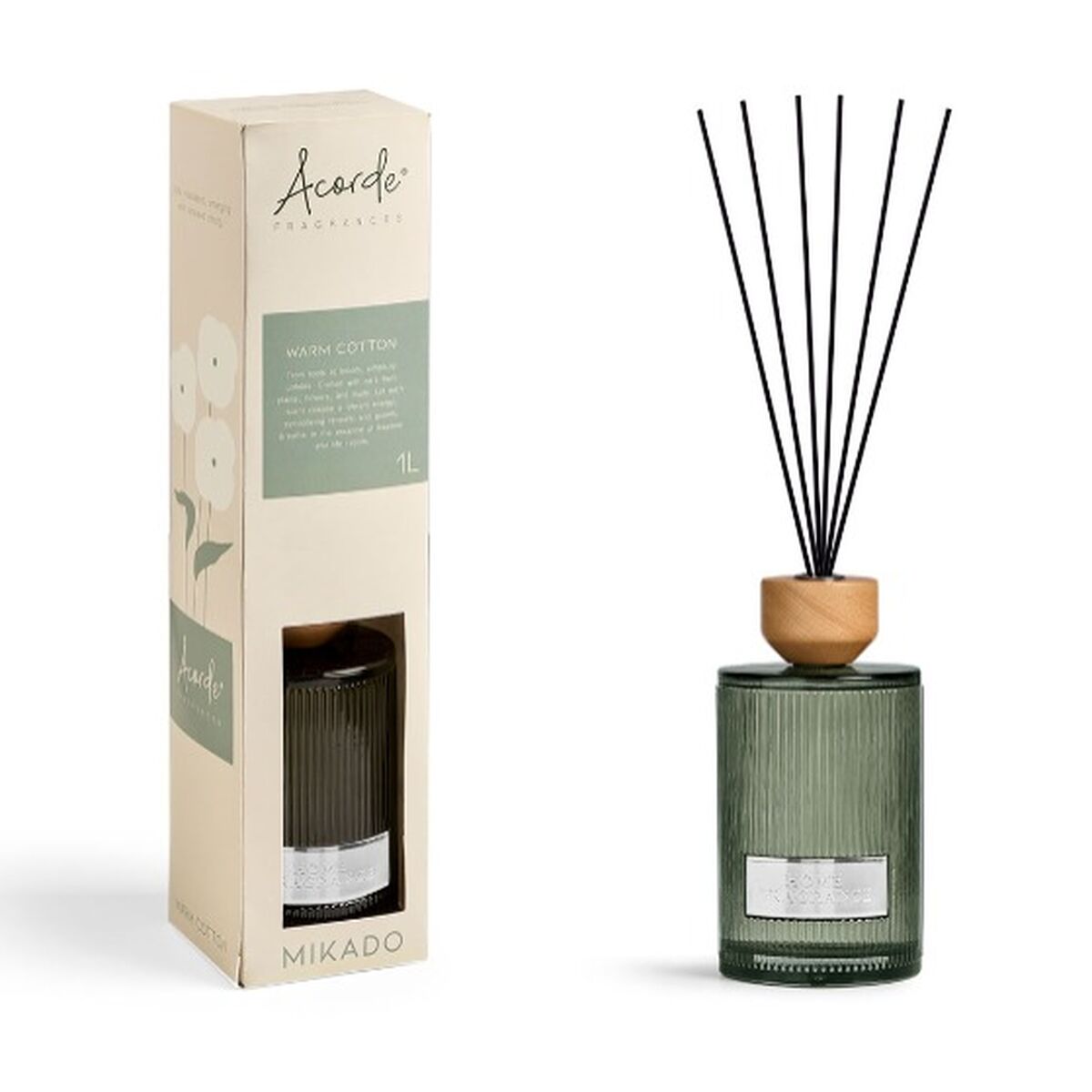 Perfume Sticks Acorde WARM COTTON 1 L (4 Units)