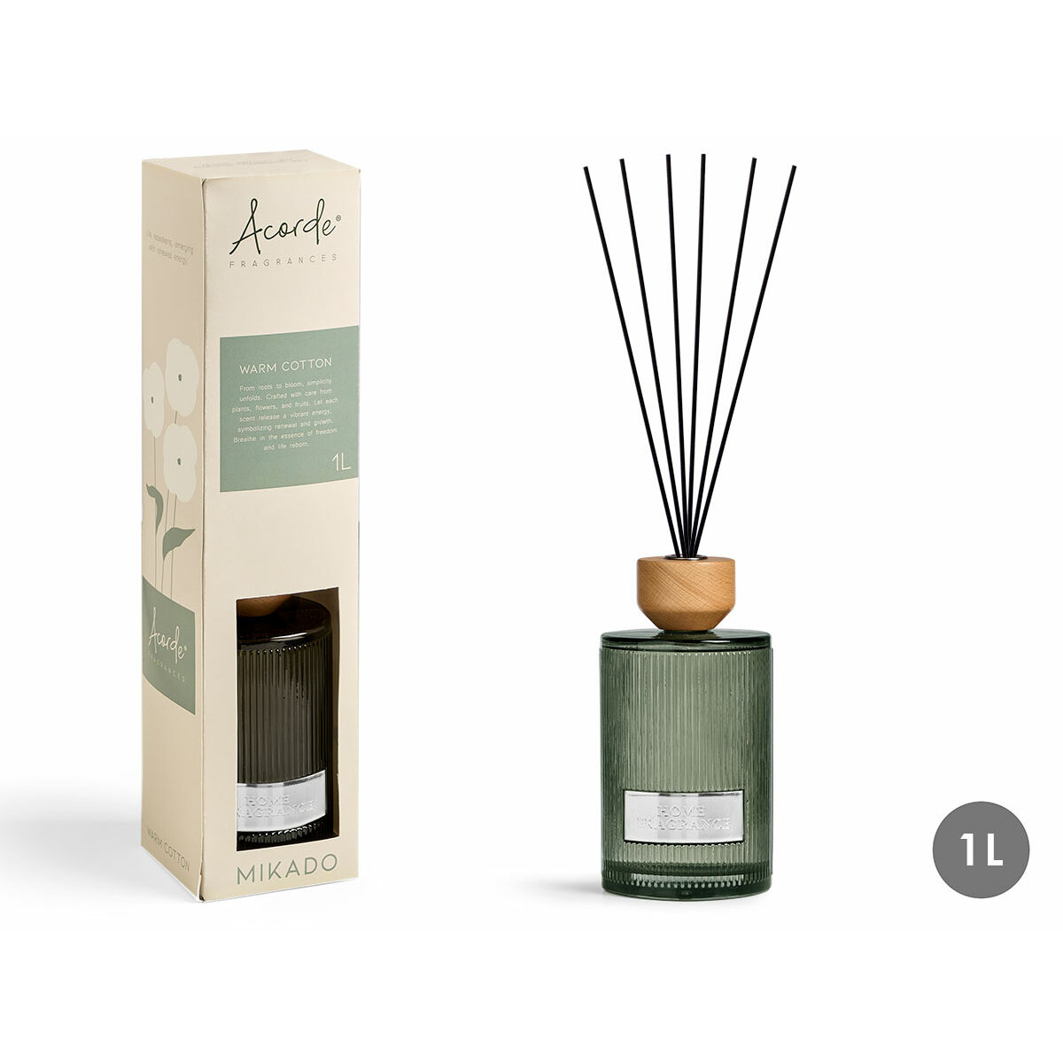 Perfume Sticks Acorde WARM COTTON 1 L (4 Units)