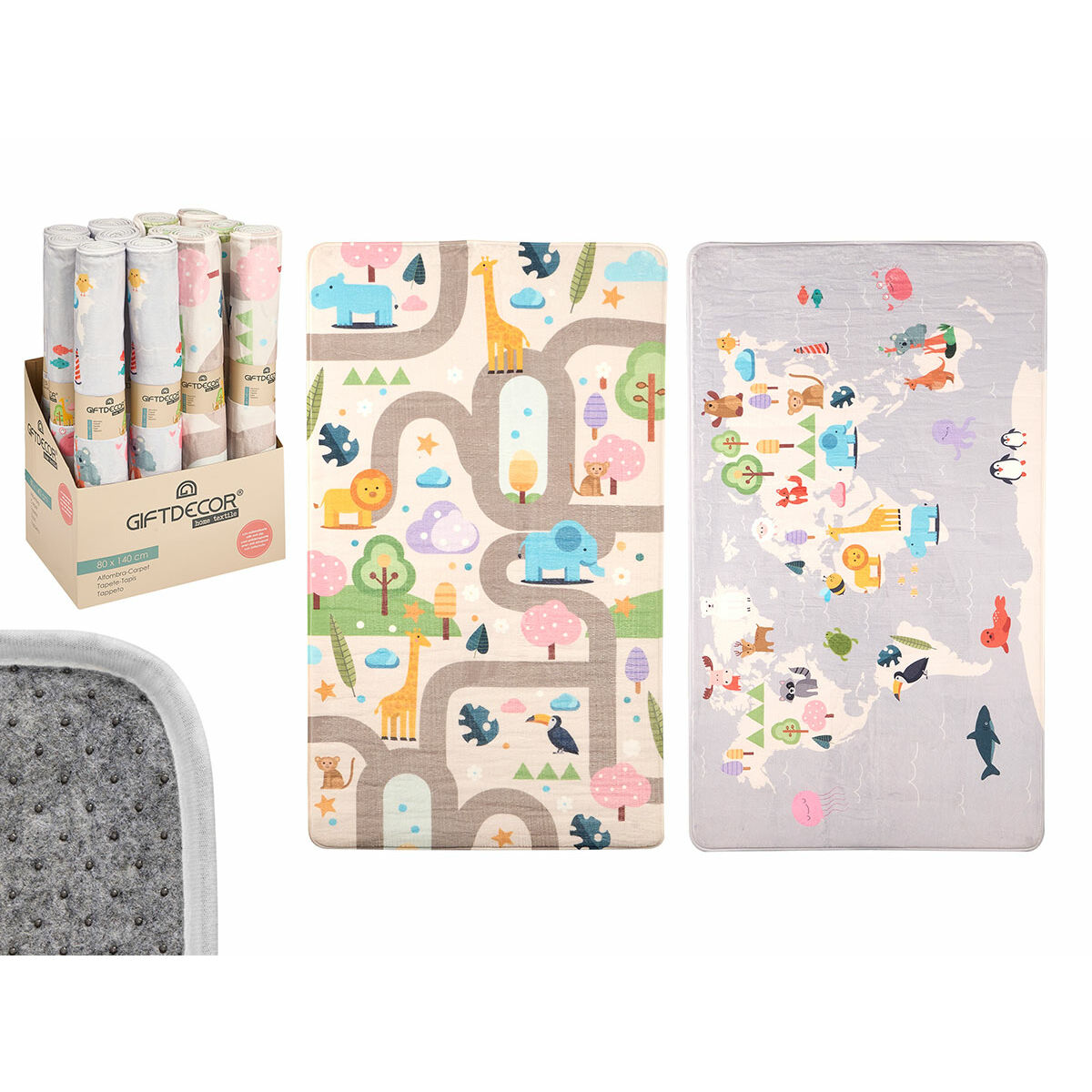 Playmat Gift Decor animals 140 x 0,6 x 80 cm Multicolour (12 Units)