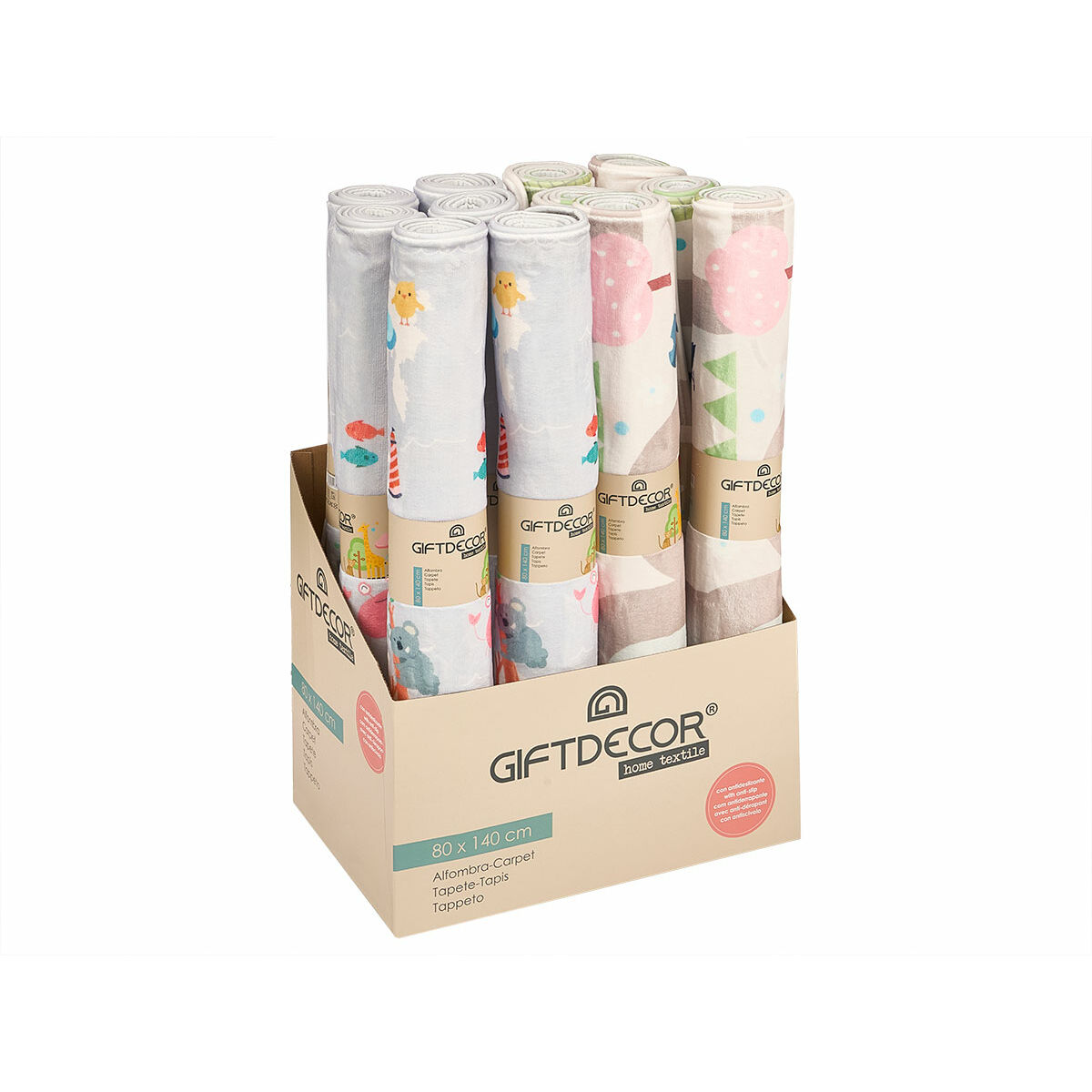 Playmat Gift Decor animals 140 x 0,6 x 80 cm Multicolour (12 Units)