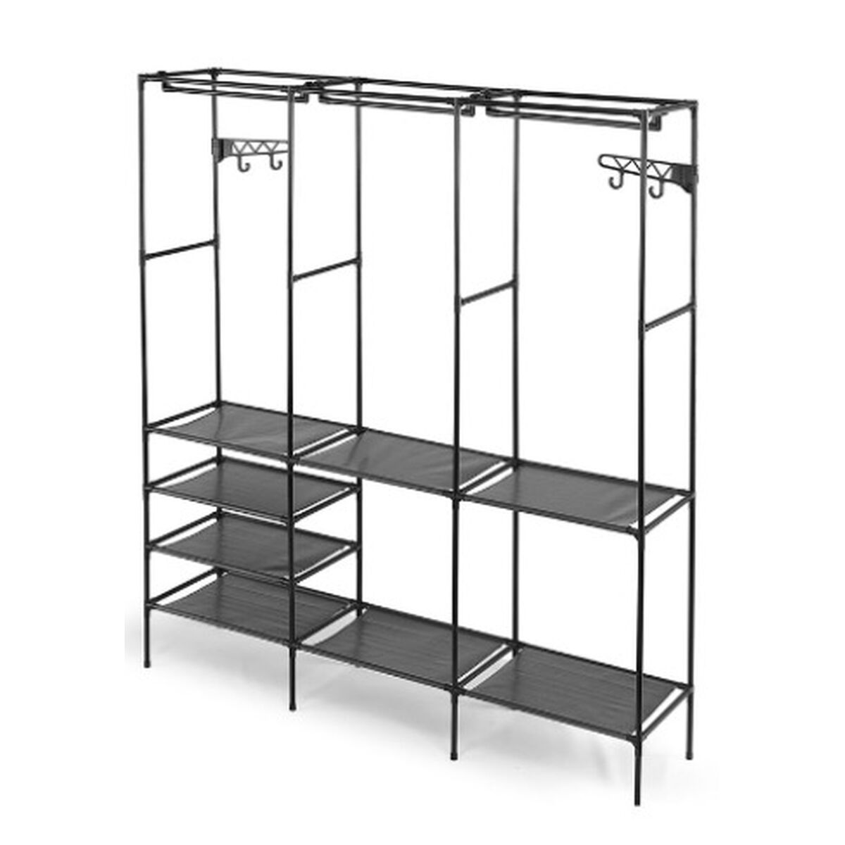 Wardrobe Kipit Black Metal Cloth polypropylene 160 x 36 x 170 cm